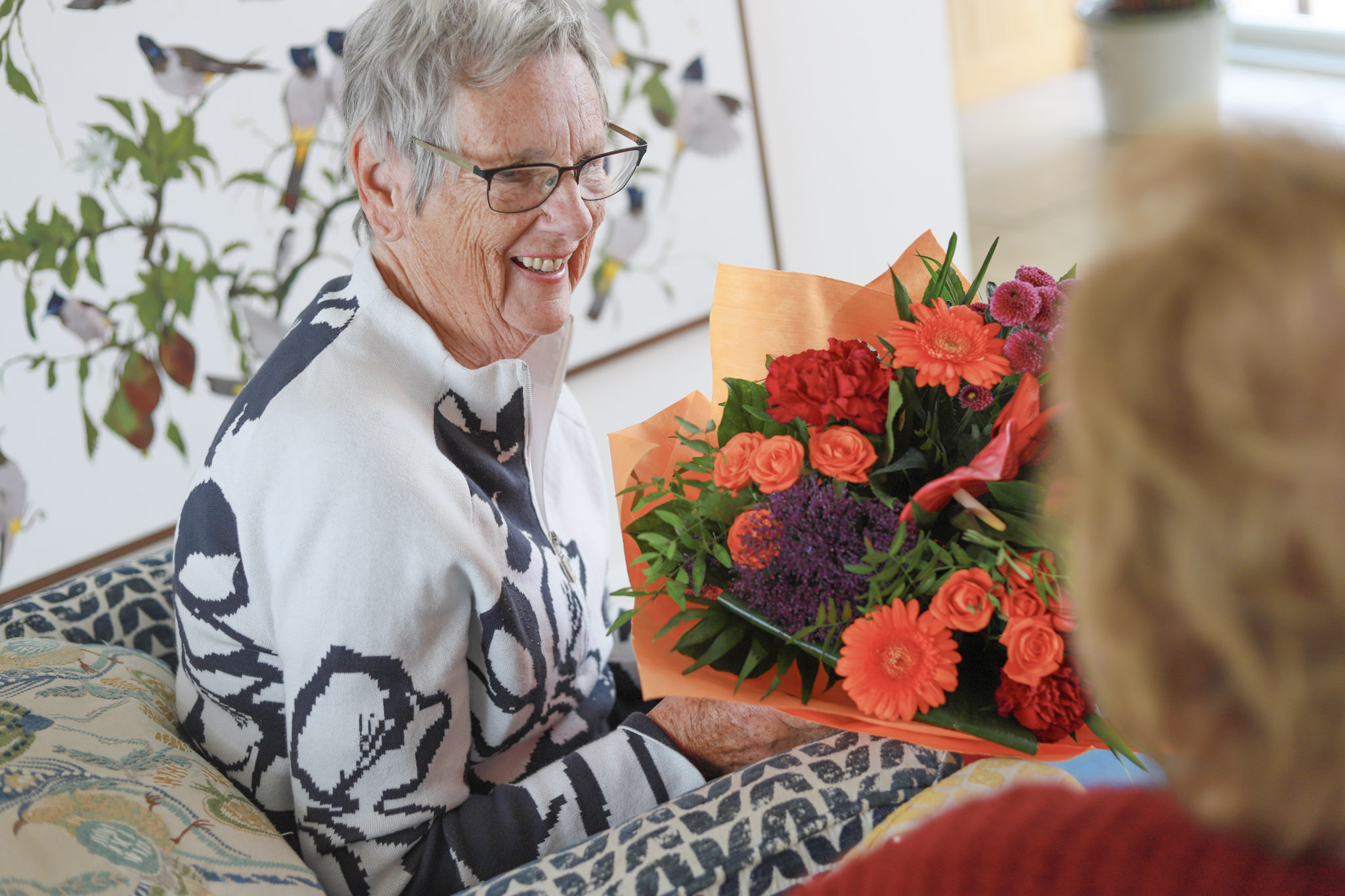 Bright flower bouquet delivered same day to grandmother for Grandparents Day